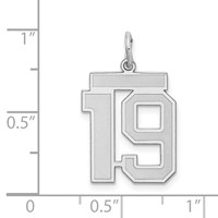 Sterling Silver Rhodium-plated Satin Number 19 Charm view 3