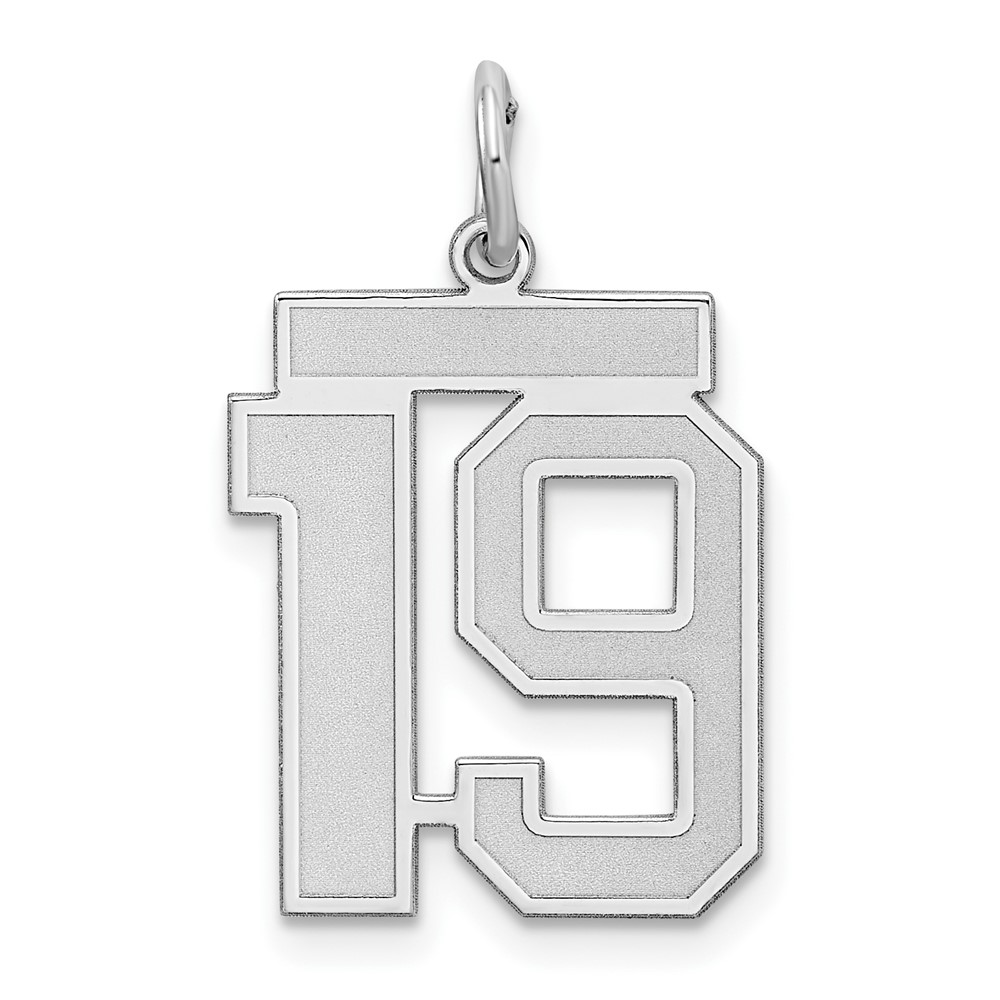 Sterling Silver Rhodium-plated Satin Number 19 Charm