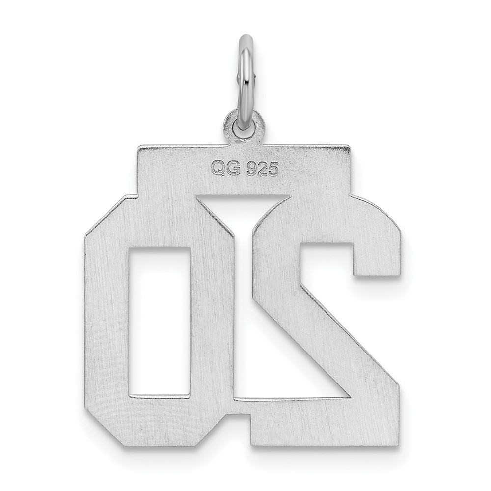 Sterling Silver/Rhodium-plated Satin Number 20 Charm (QPM20)