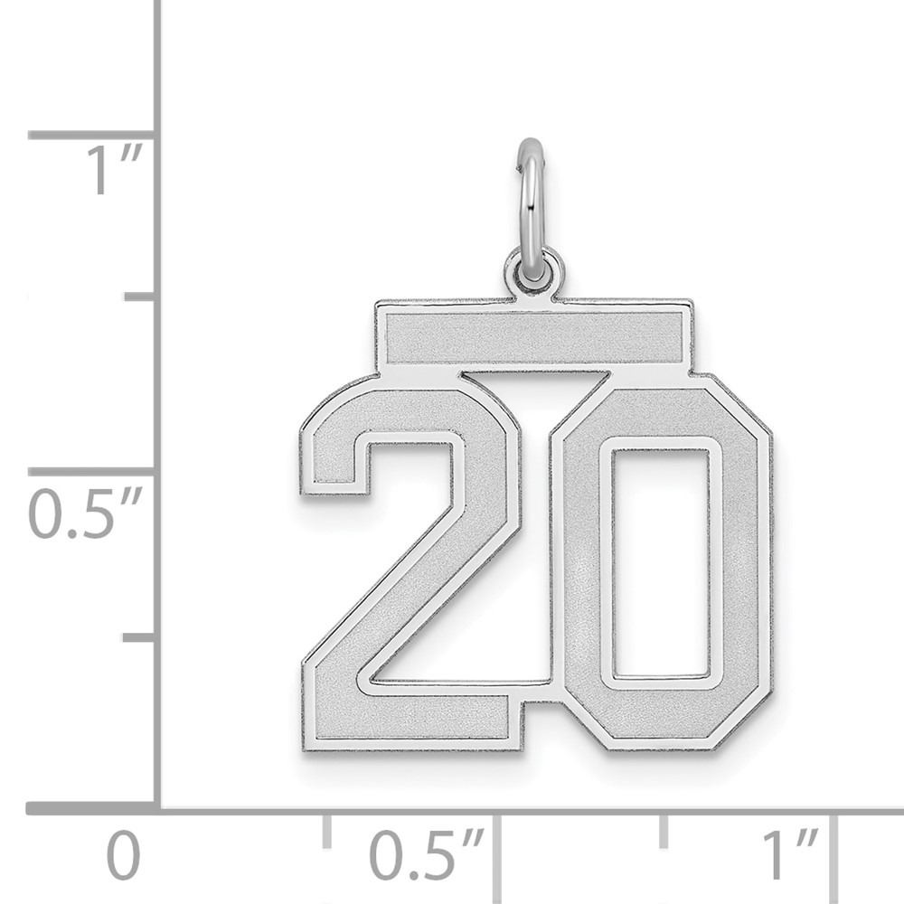 Sterling Silver/Rhodium-plated Satin Number 20 Charm (QPM20)