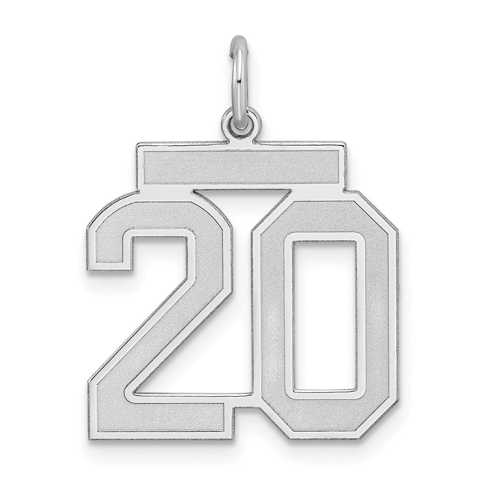 Sterling Silver/Rhodium-plated Satin Number 20 Charm (QPM20)