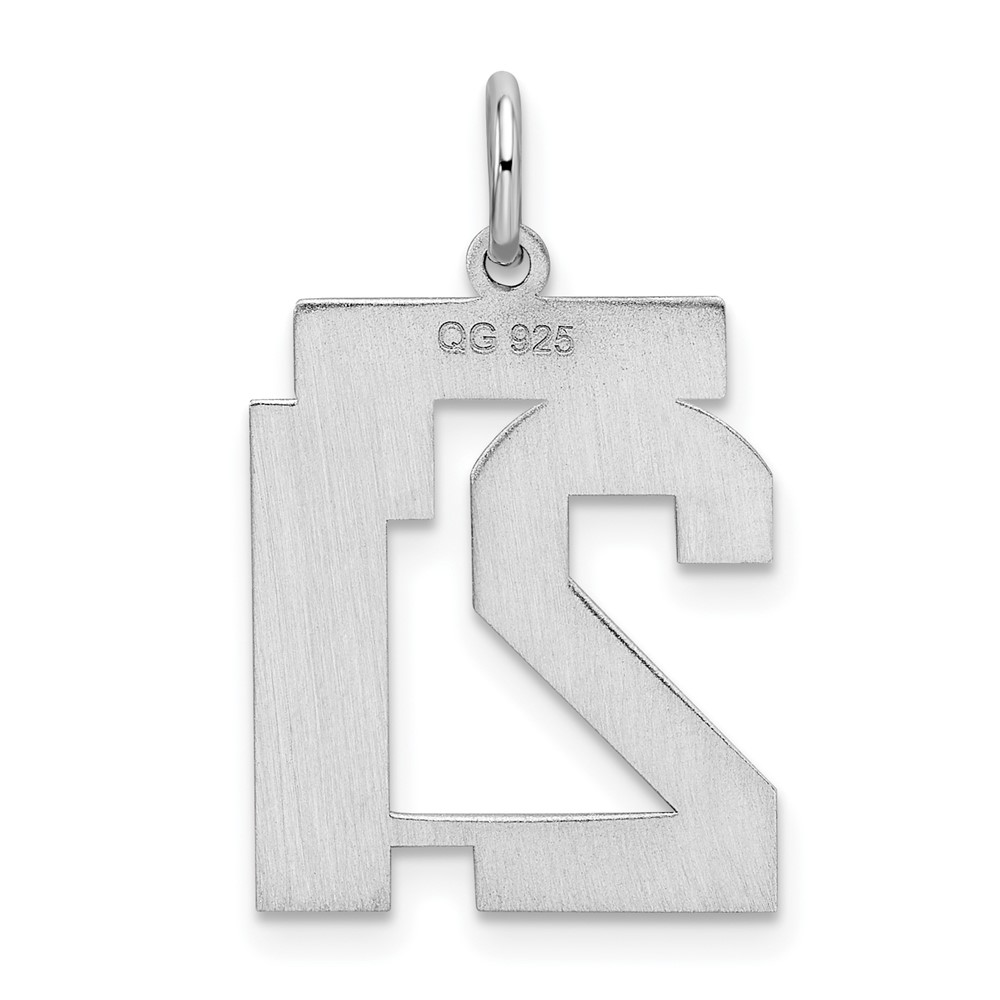 Sterling Silver/Rhodium-plated Satin Number 21 Charm (QPM21)