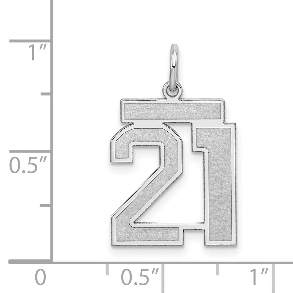 Sterling Silver/Rhodium-plated Satin Number 21 Charm (QPM21)