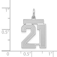 Sterling Silver Rhodium-plated Satin Number 21 Charm view 3