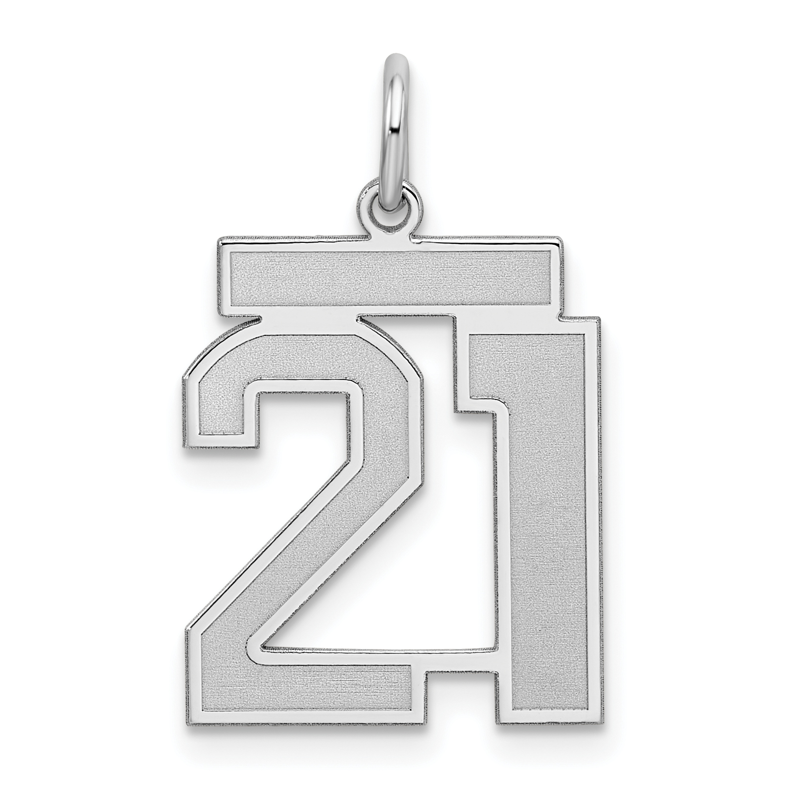 Sterling Silver/Rhodium-plated Satin Number 21 Charm (QPM21)