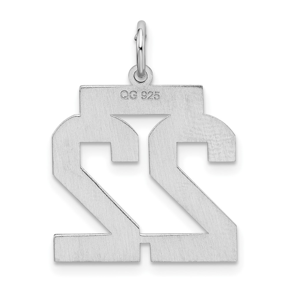 Sterling Silver/Rhodium-plated Satin Number 22 Charm (QPM22)