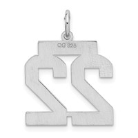 Sterling Silver Rhodium-plated Satin Number 22 Charm view 4