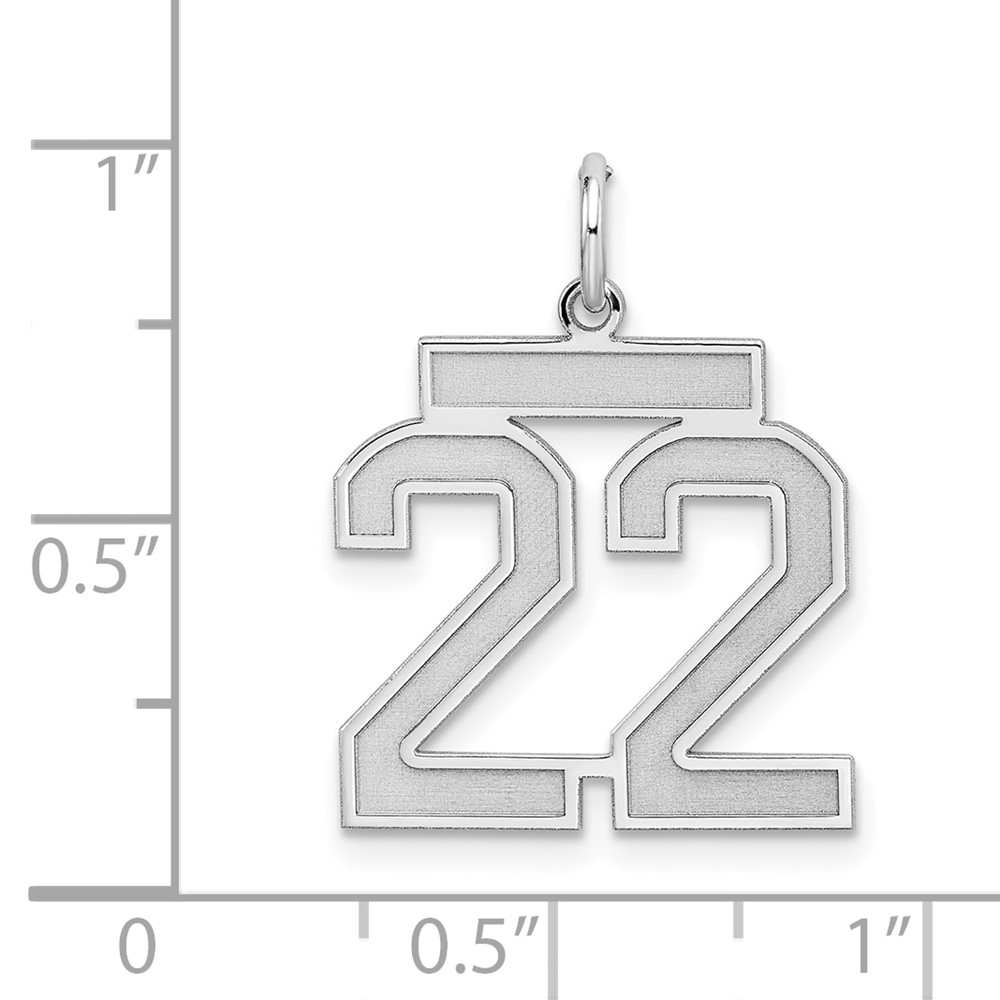 Sterling Silver/Rhodium-plated Satin Number 22 Charm (QPM22)