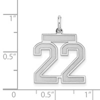 Sterling Silver Rhodium-plated Satin Number 22 Charm view 3