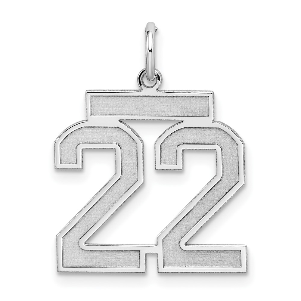 Sterling Silver/Rhodium-plated Satin Number 22 Charm (QPM22)