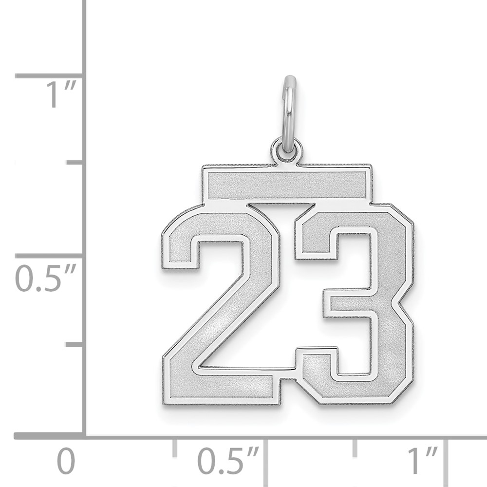 Sterling Silver/Rhodium-plated Satin Number 23 Charm (QPM23)