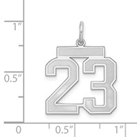Sterling Silver Rhodium-plated Satin Number 23 Charm view 3