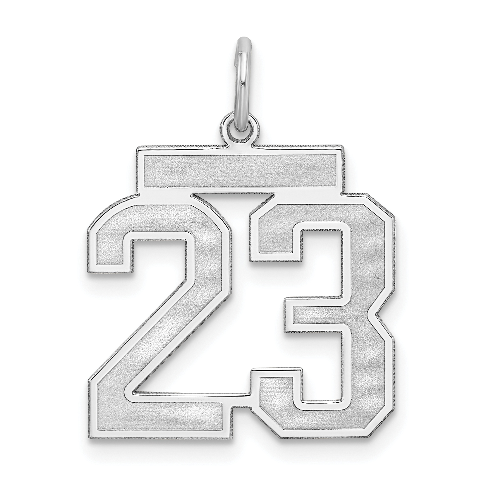Sterling Silver/Rhodium-plated Satin Number 23 Charm (QPM23)