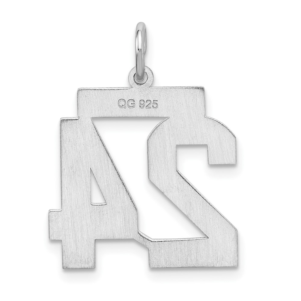 Sterling Silver/Rhodium-plated Satin Number 24 Charm (QPM24)