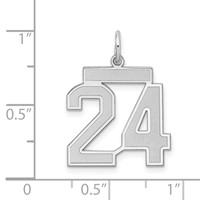 Sterling Silver Rhodium-plated Satin Number 24 Charm view 3