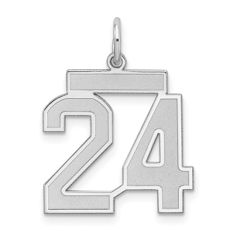 Sterling Silver/Rhodium-plated Satin Number 24 Charm (QPM24)