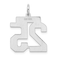 Sterling Silver Rhodium-plated Satin Number 25 Charm view 4
