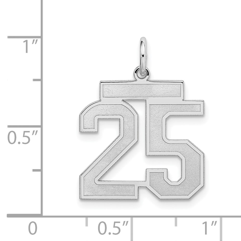 Sterling Silver/Rhodium-plated Satin Number 25 Charm (QPM25)