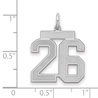 Sterling Silver Rhodium-plated Satin Number 26 Charm view 2