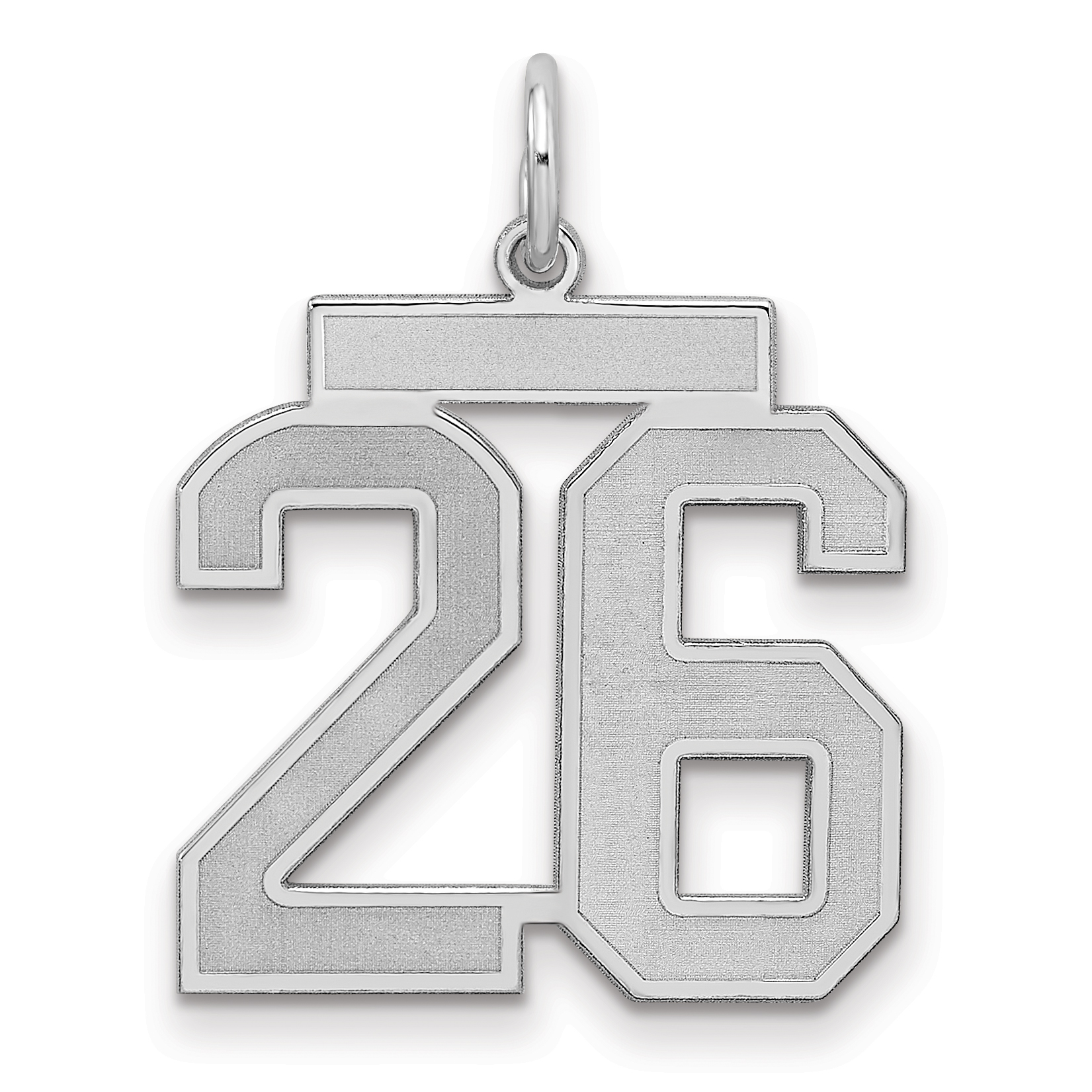 Sterling Silver/Rhodium-plated Satin Number 26 Charm (QPM26)
