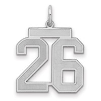 Sterling Silver Rhodium-plated Satin Number 26 Charm view 1