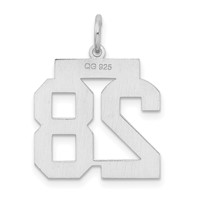 Sterling Silver Rhodium-plated Satin Number 28 Charm view 4