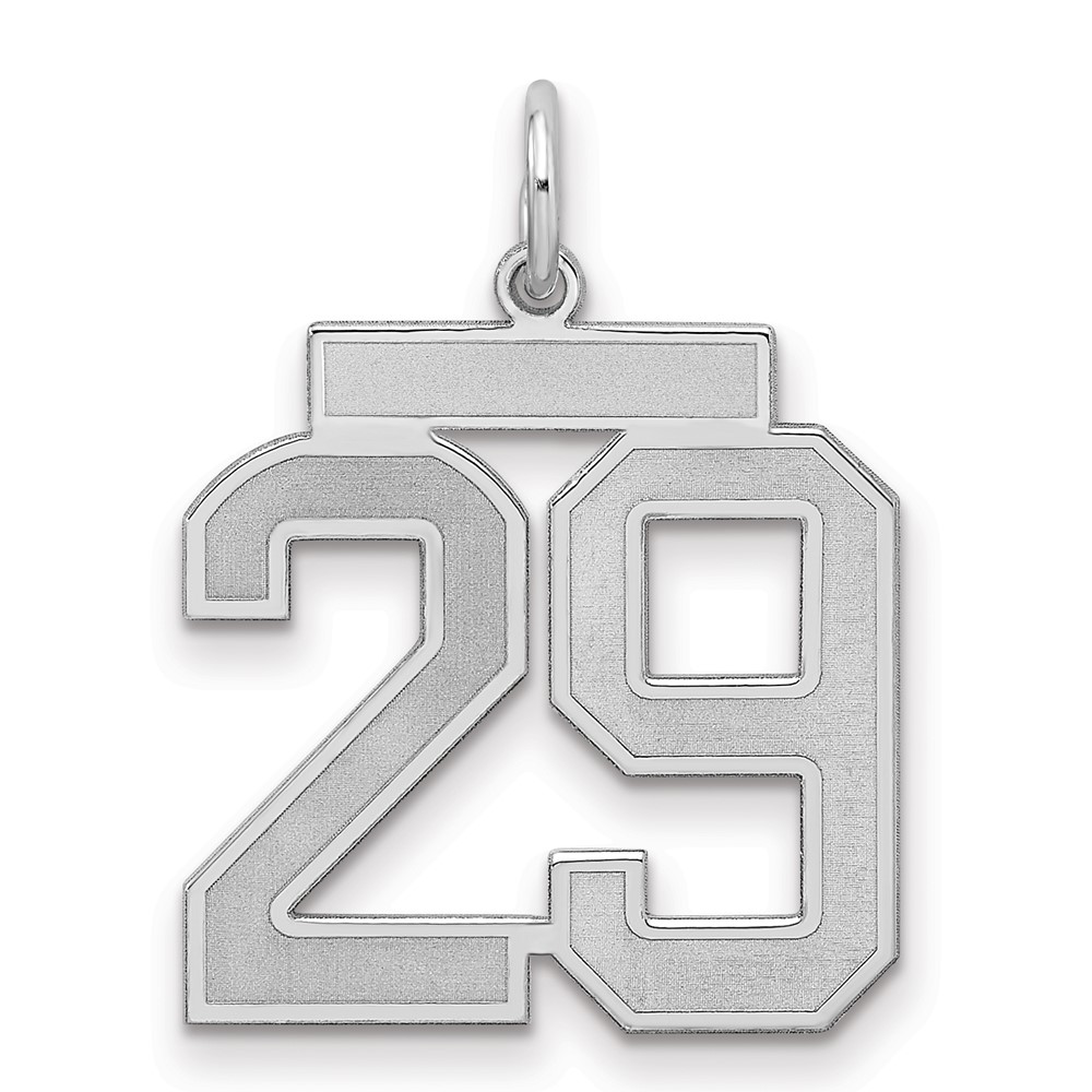 Sterling Silver Rhodium-plated Satin Number 29 Charm