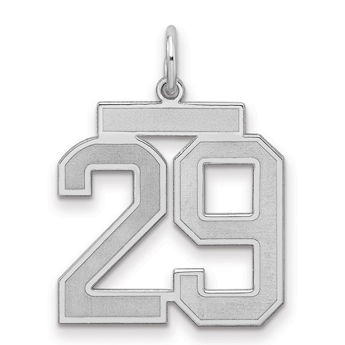 Sterling Silver Rhodium-plated Satin Number 29 Charm