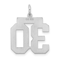 Sterling Silver Rhodium-plated Satin Number 30 Charm view 4