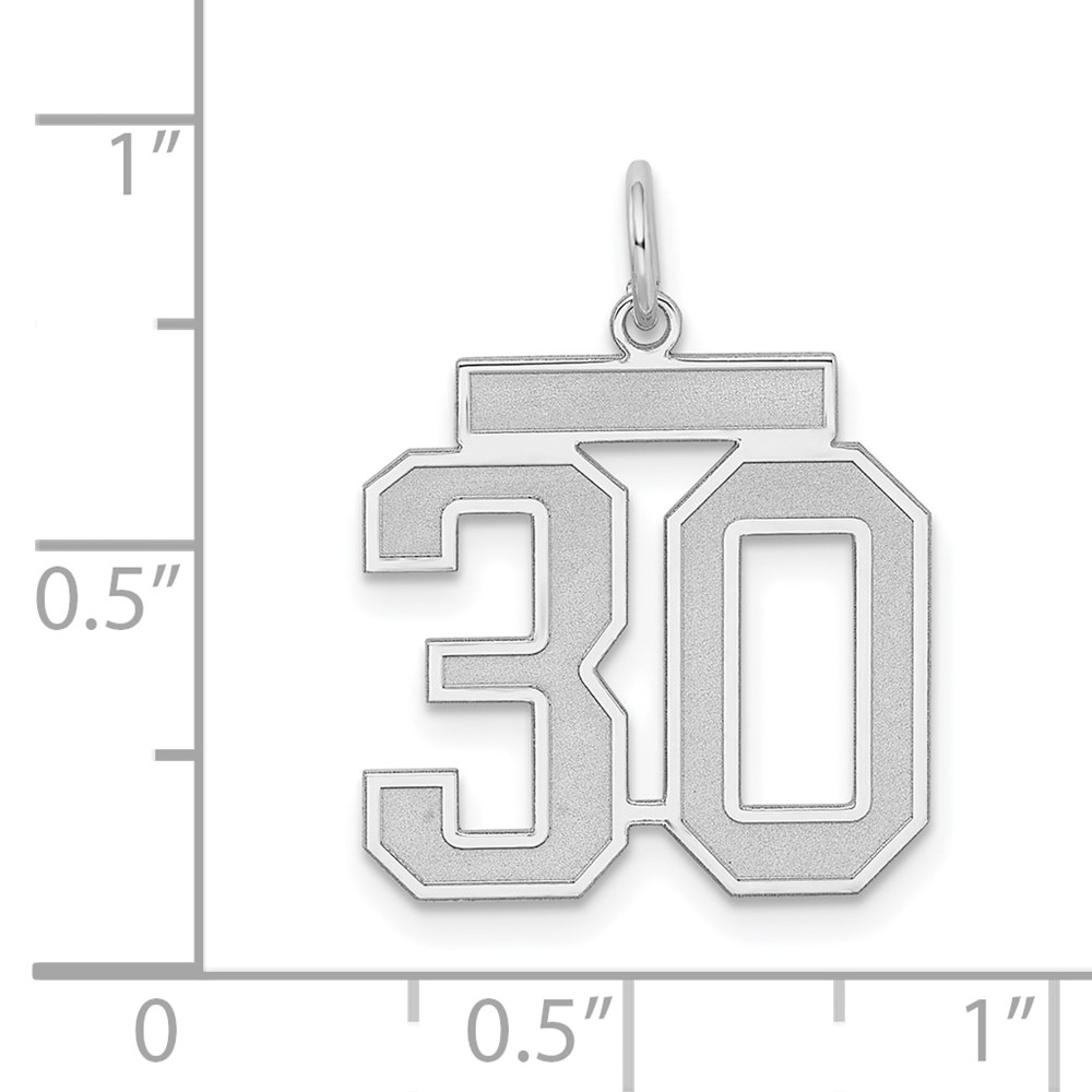 Sterling Silver/Rhodium-plated Satin Number 30 Charm (QPM30)