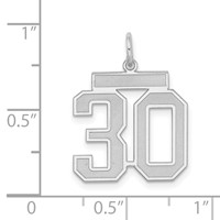 Sterling Silver Rhodium-plated Satin Number 30 Charm view 3