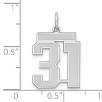Sterling Silver Rhodium-plated Satin Number 31 Charm view 3