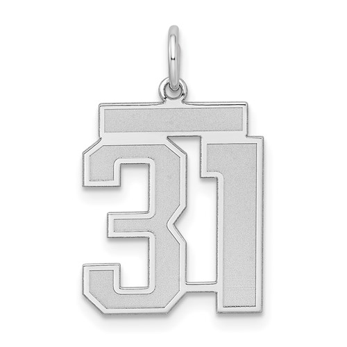 Sterling Silver Rhodium-plated Satin Number 31 Charm