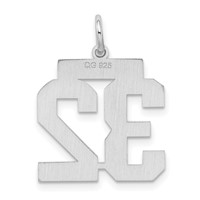 Sterling Silver Rhodium-plated Satin Number 32 Charm view 4