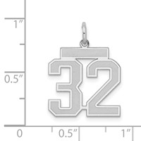 Sterling Silver Rhodium-plated Satin Number 32 Charm view 3