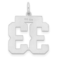 Sterling Silver Rhodium-plated Satin Number 33 Charm view 3
