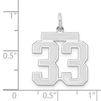 Sterling Silver Rhodium-plated Satin Number 33 Charm view 4