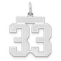 Sterling Silver Rhodium-plated Satin Number 33 Charm view 1