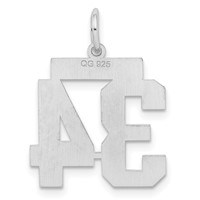Sterling Silver Rhodium-plated Satin Number 34 Charm view 4