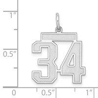 Sterling Silver Rhodium-plated Satin Number 34 Charm view 3