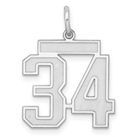 Sterling Silver Rhodium-plated Satin Number 34 Charm view 1