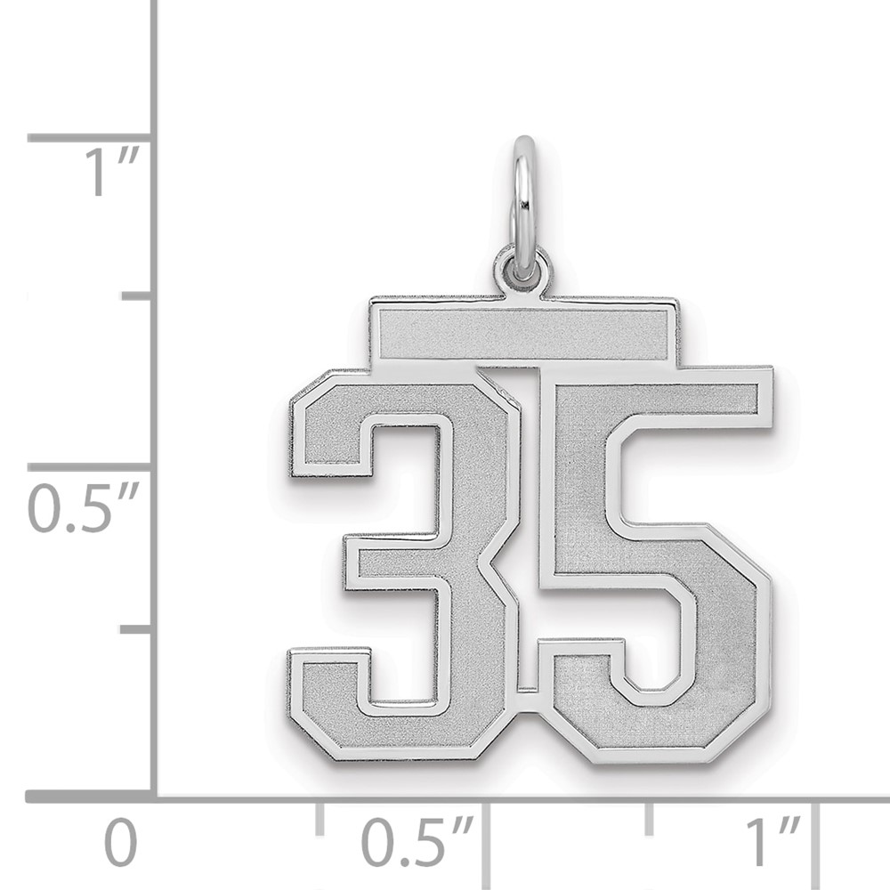 Sterling Silver/Rhodium-plated Satin Number 35 Charm (QPM35)