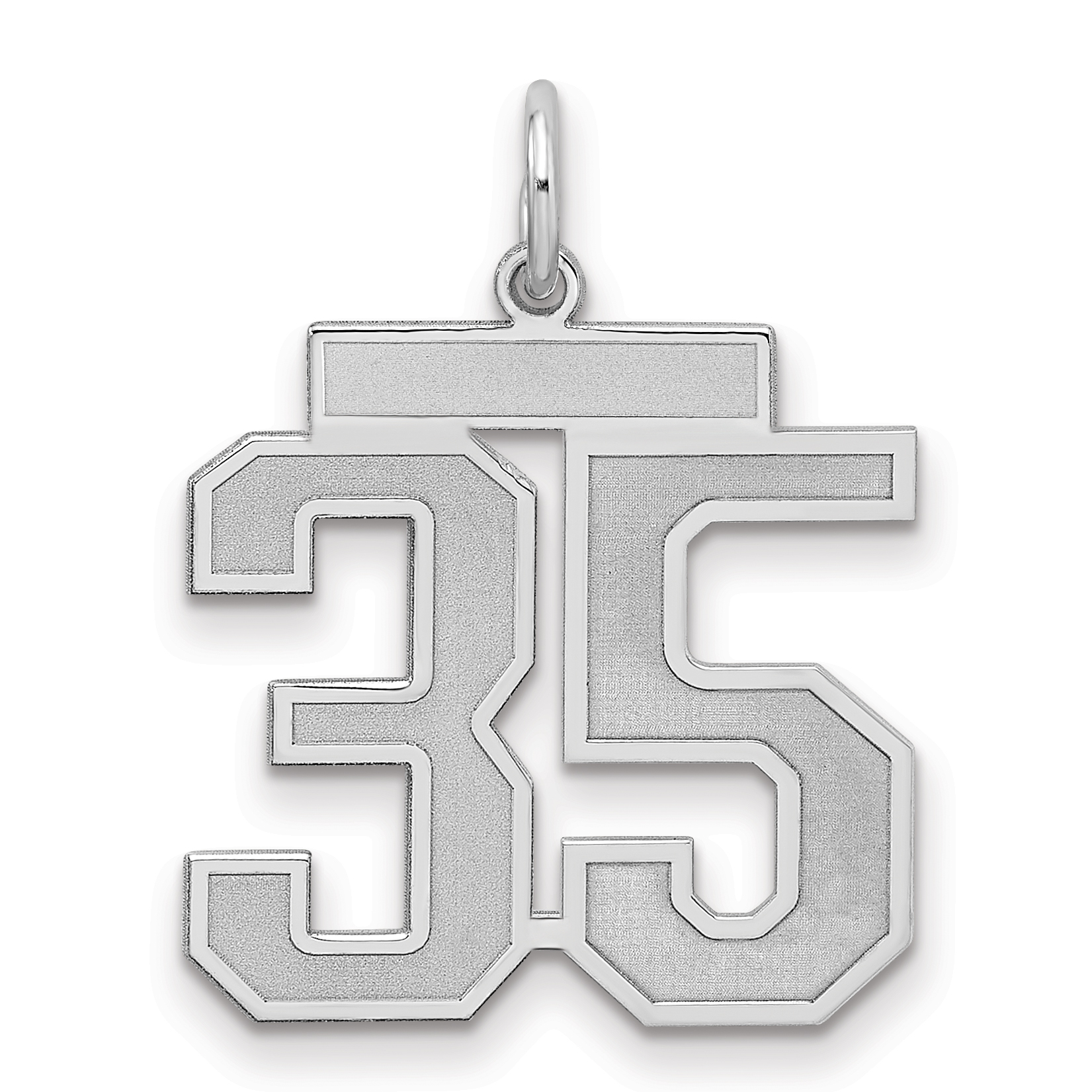 Sterling Silver/Rhodium-plated Satin Number 35 Charm (QPM35)