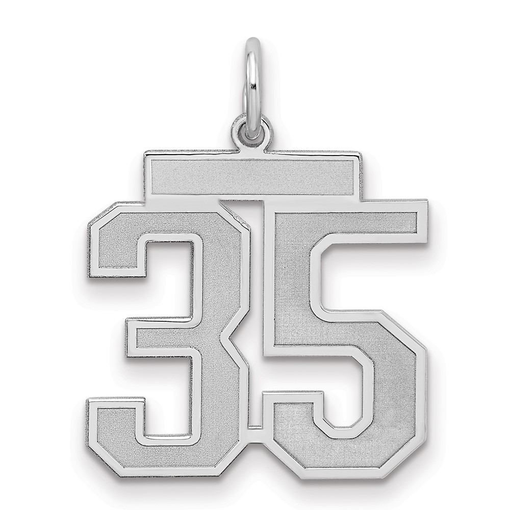 Sterling Silver/Rhodium-plated Satin Number 35 Charm (QPM35)