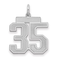 Sterling Silver Rhodium-plated Satin Number 35 Charm view 1
