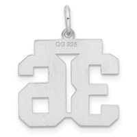 Sterling Silver Rhodium-plated Satin Number 36 Charm view 4