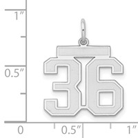 Sterling Silver Rhodium-plated Satin Number 36 Charm view 3