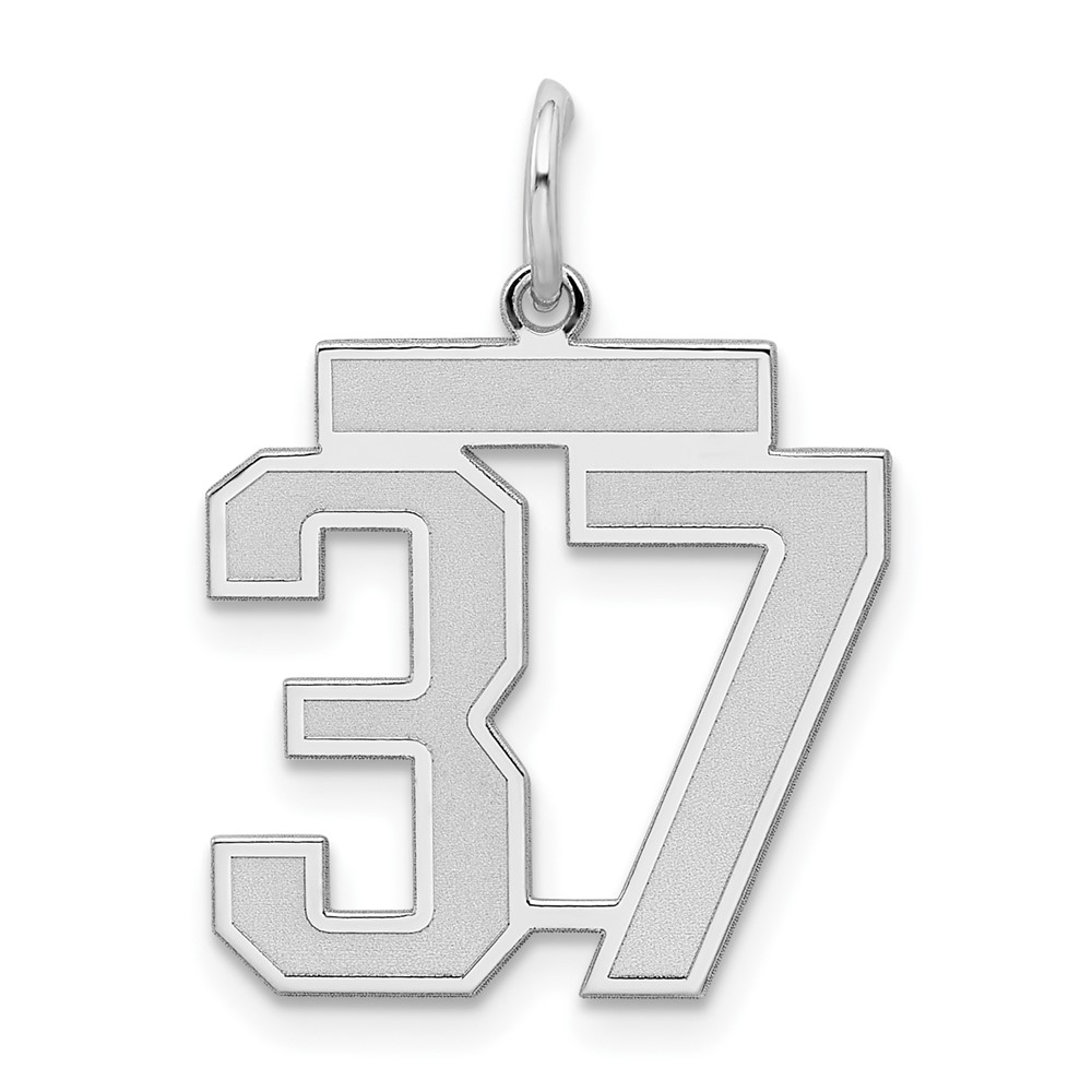 Sterling Silver Rhodium-plated Satin Number 37 Charm