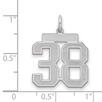 Sterling Silver Rhodium-plated Satin Number 38 Charm view 2
