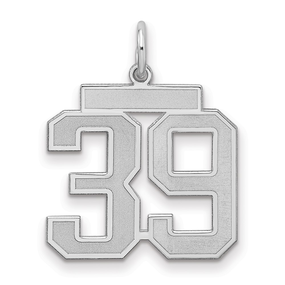 Sterling Silver Rhodium-plated Satin Number 39 Charm